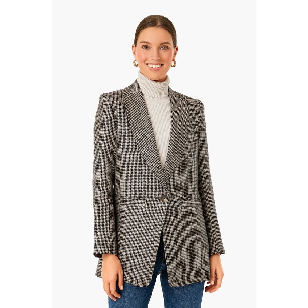 Emerson Fry Tuckernuck Dinner Jacket Blazer Brown Houndstooth Linen Buttton 4 - Picture 1 of 13